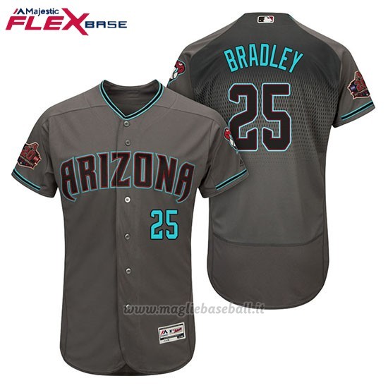 Maglia Baseball Uomo Arizona Diamondbacks 25 Archie Bradley Grigio Aqua Alterner 20 Anniversario Flex Base